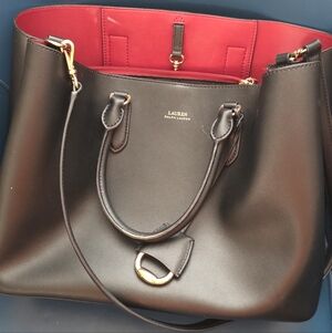 Ralph Lauren Black Leather Tote Bag